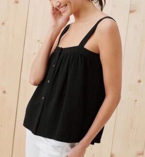 Jenni Kayne Cypress Gauze Tank In Black